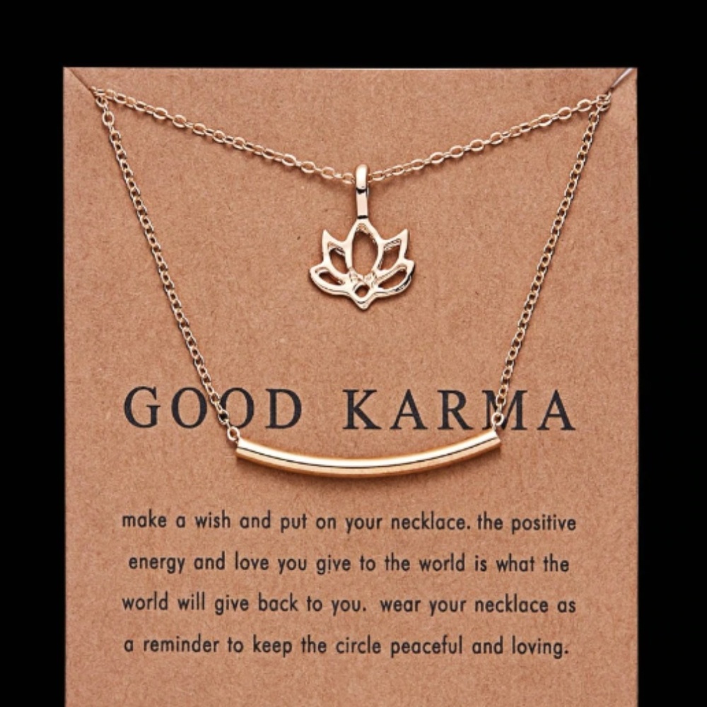 Good Karma Boho Indie Gold Layering Charm Necklace - Picture 5 of 7